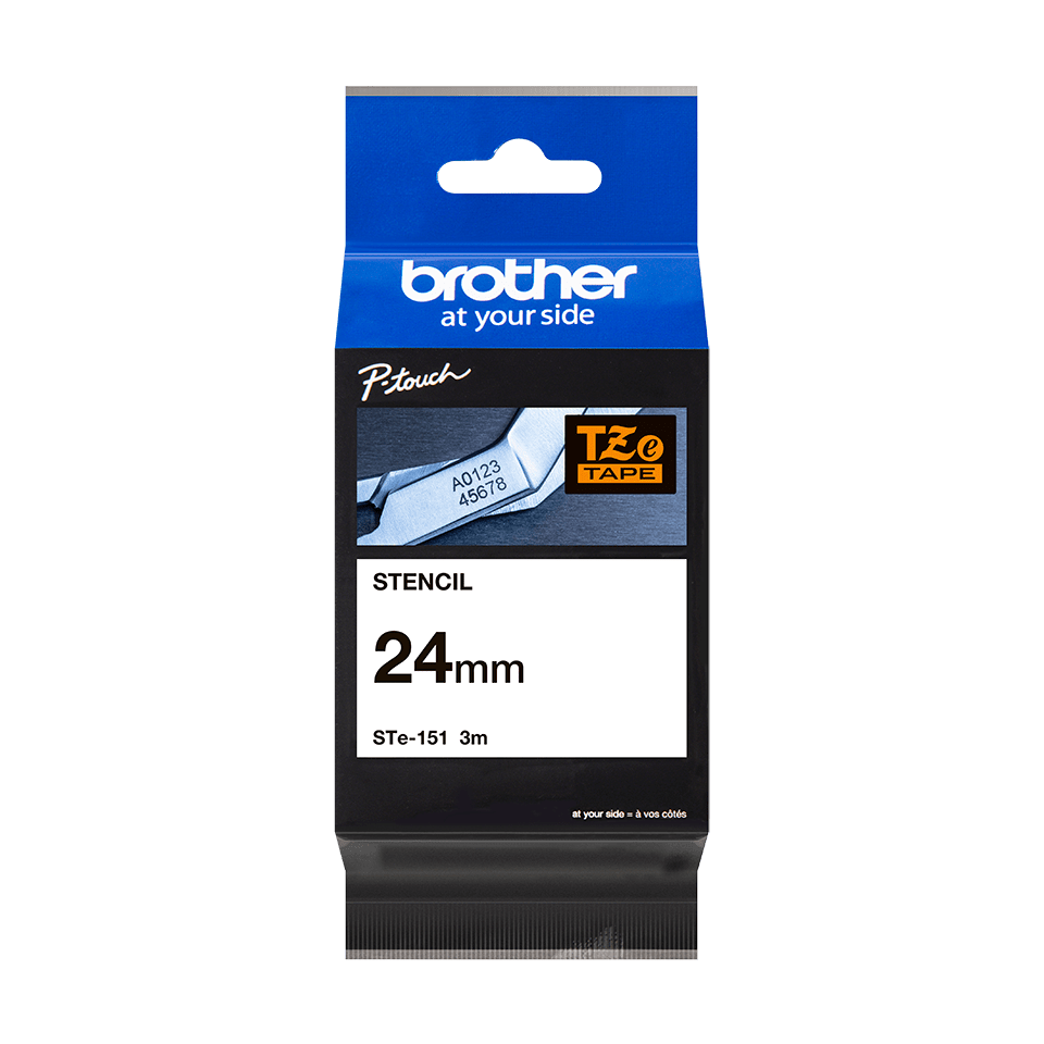 Brother Pro Tape STe-151 Schablonenband – weiß auf transparent 3